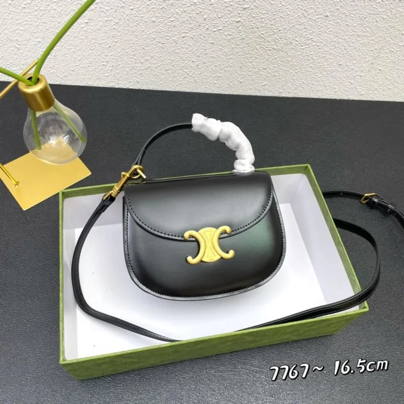 Celine Black Saddle Crossbody Bag 7767 16.5cm