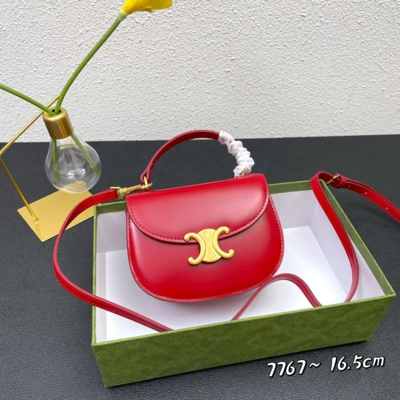 Celine Red Mini Saddle Crossbody Bag 7767