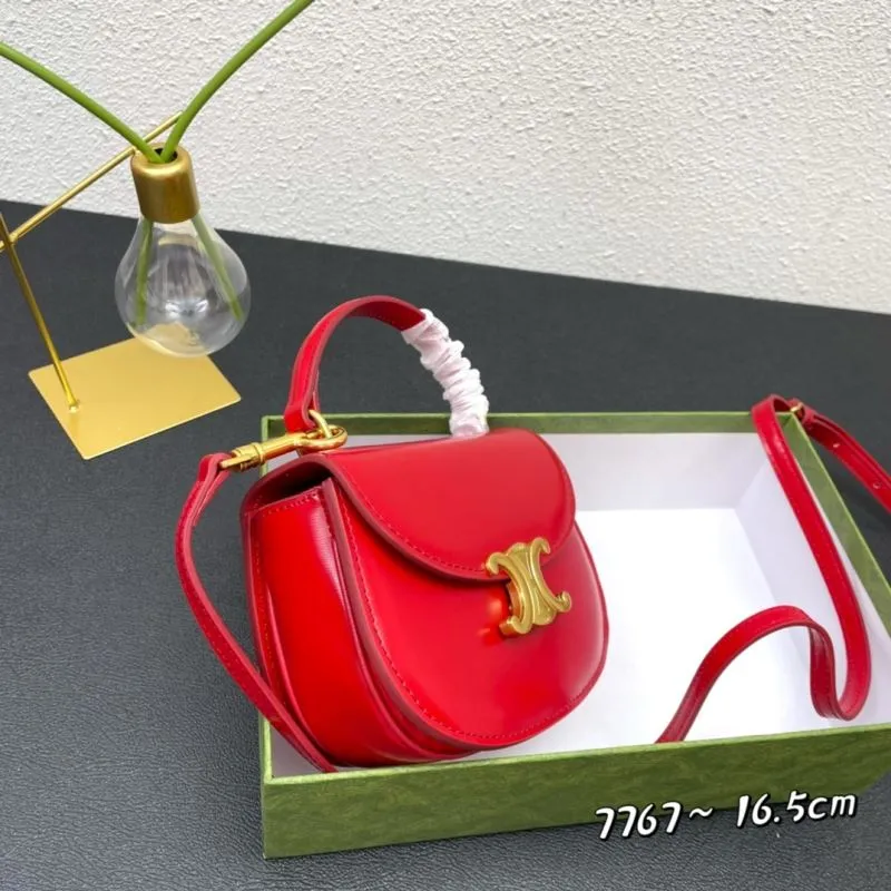 Celine Red Mini Saddle Crossbody Bag 7767 - Image 3