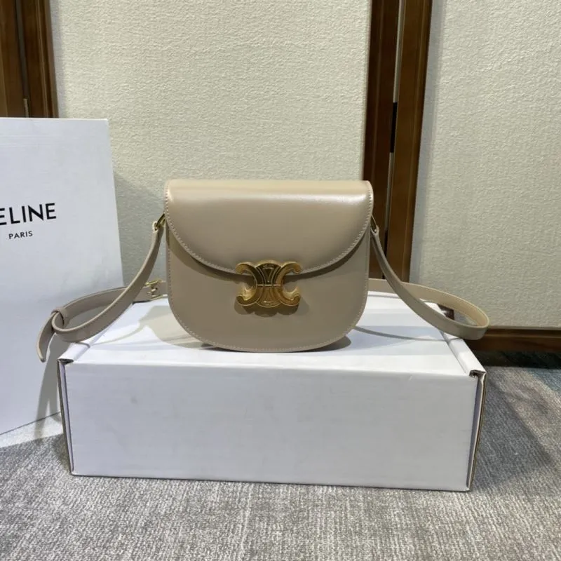 Celine Beige Saddle Crossbody Bag 494