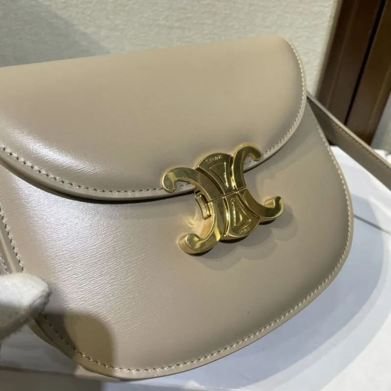 Celine Beige Saddle Crossbody Bag 494 - Image 5