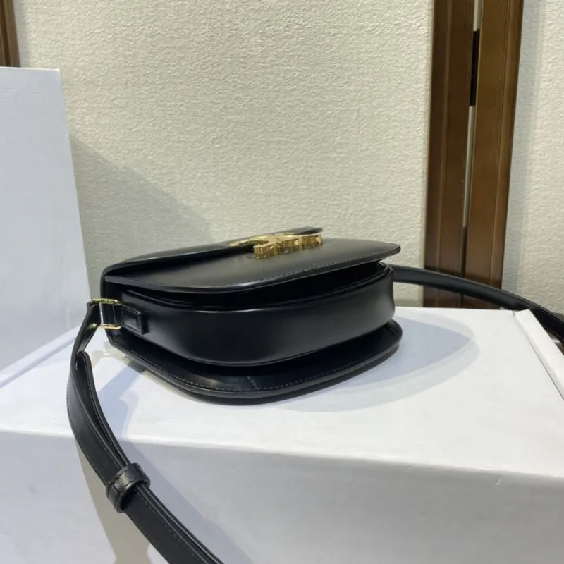 Celine Black Leather Crossbody Saddle Bag - Image 4