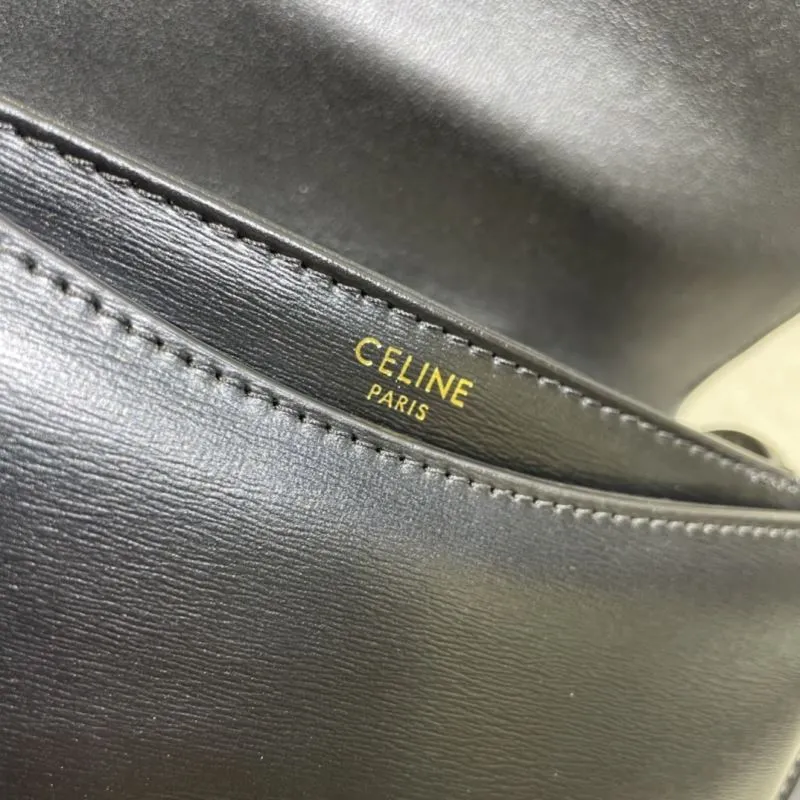 Celine Black Leather Crossbody Saddle Bag - Image 7