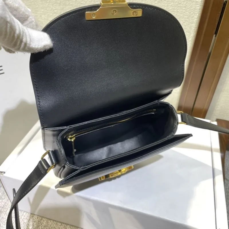 Celine Black Leather Crossbody Saddle Bag - Image 8