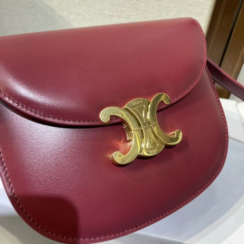 Celine Burgundy Crossbody Saddle Bag 496 - Image 5