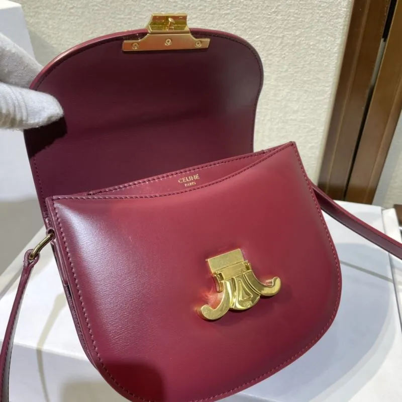 Celine Burgundy Crossbody Saddle Bag 496 - Image 6