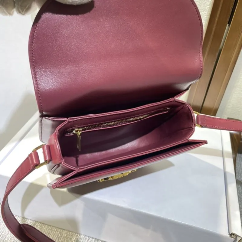 Celine Burgundy Crossbody Saddle Bag 496 - Image 8