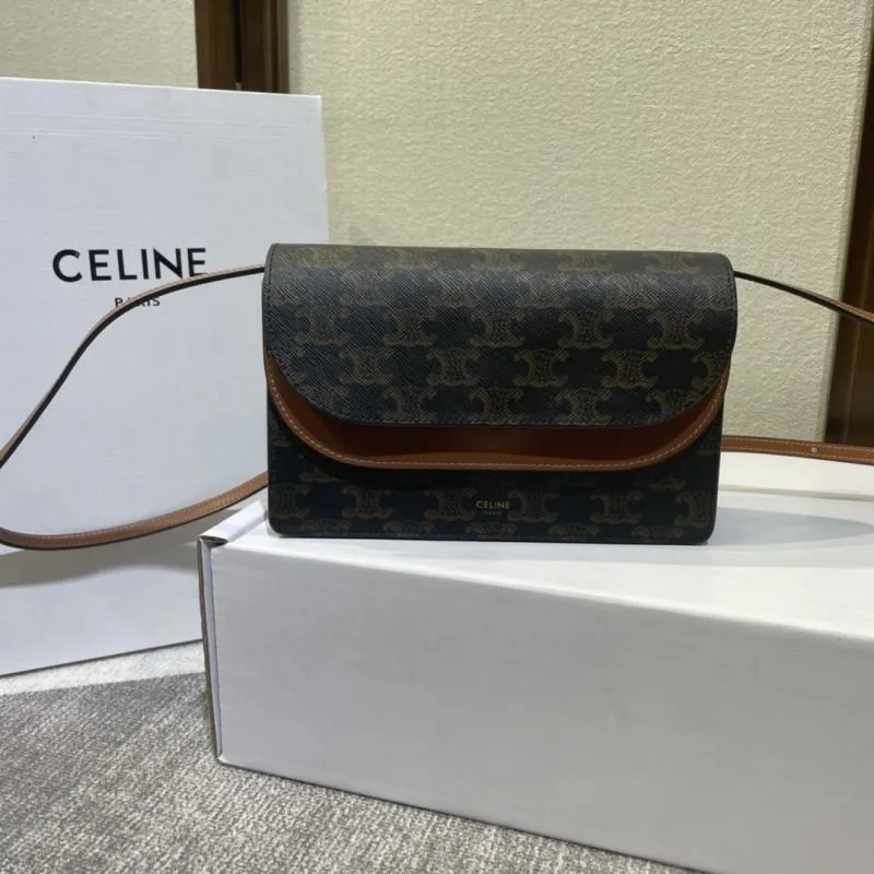 Celine Brown Monogram Satchel Crossbody Bag 497
