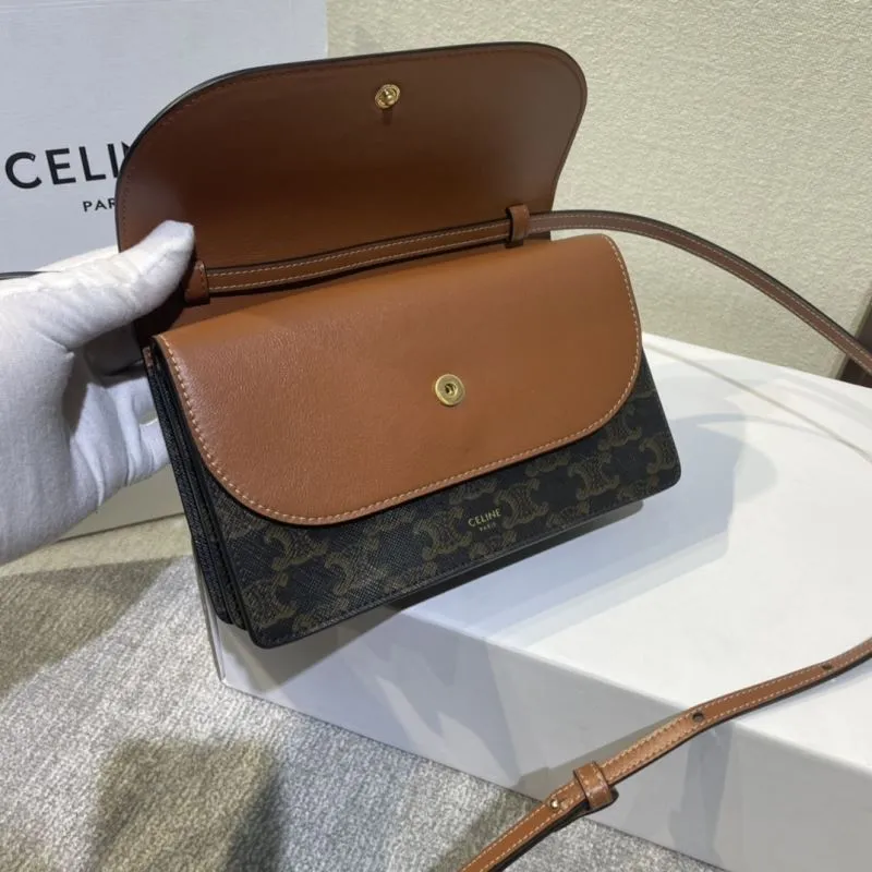 Celine Brown Monogram Satchel Crossbody Bag 497 - Image 6