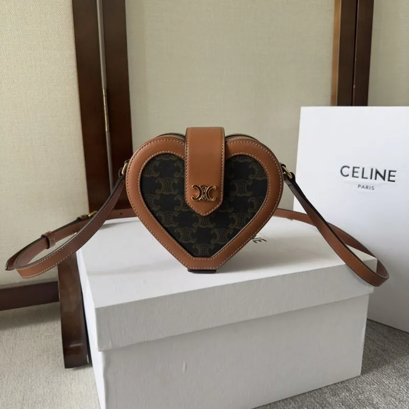 Celine Brown Monogram Heart Crossbody Bag