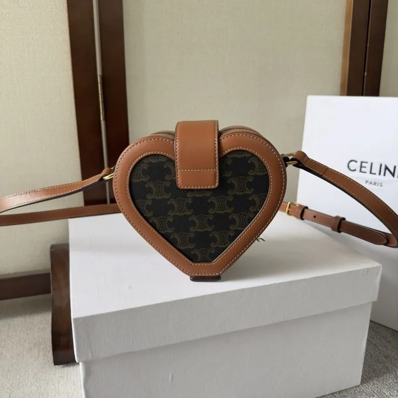 Celine Brown Monogram Heart Crossbody Bag - Image 3