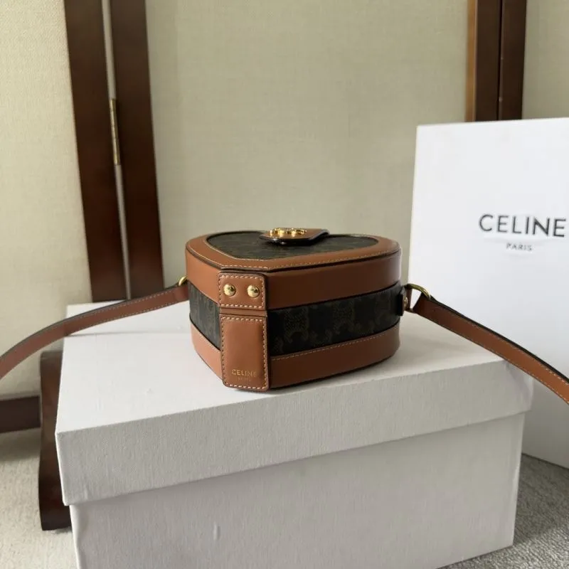 Celine Brown Monogram Heart Crossbody Bag - Image 4