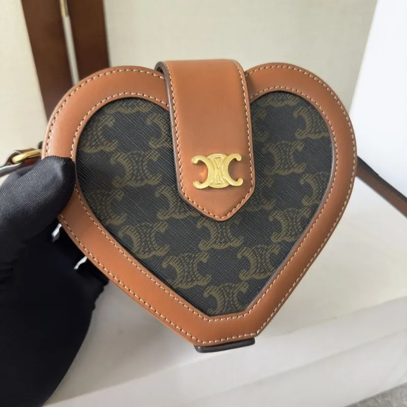 Celine Brown Monogram Heart Crossbody Bag - Image 5