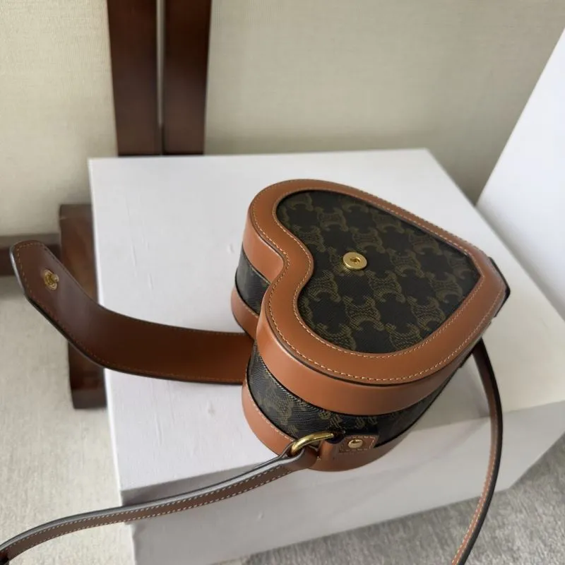 Celine Brown Monogram Heart Crossbody Bag - Image 6