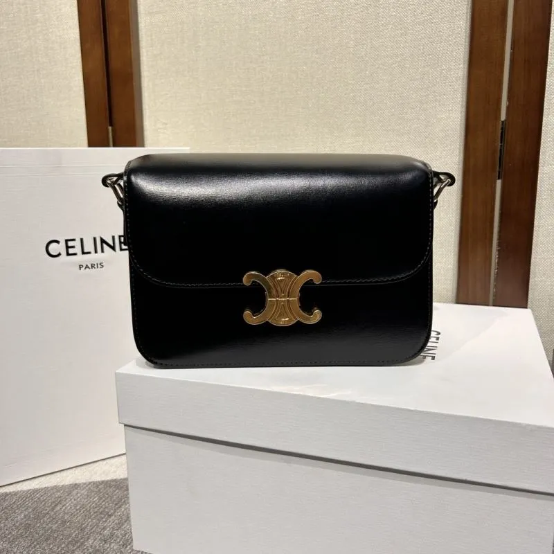 Celine Black Leather Satchel Bag