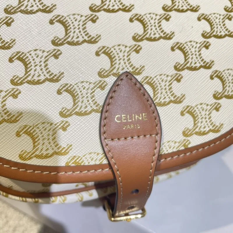 Celine 502 White Brown Saddle Crossbody Bag - Image 6