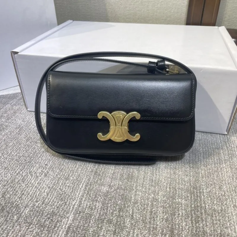 Celine Black Leather Satchel Bag 504