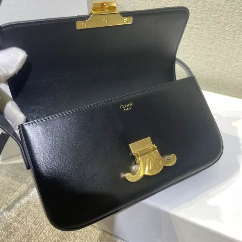 Celine Black Leather Satchel Bag 504 - Image 7