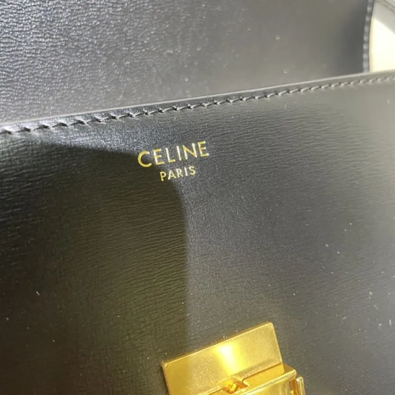 Celine Black Leather Satchel Bag 504 - Image 8