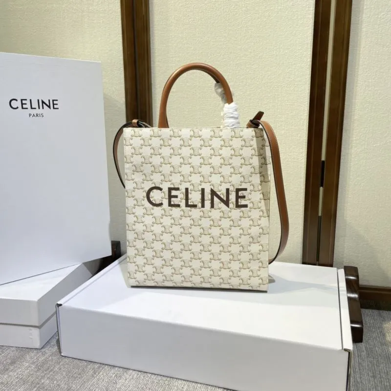 Celine Monogram Vertical Tote Bag Beige Brown