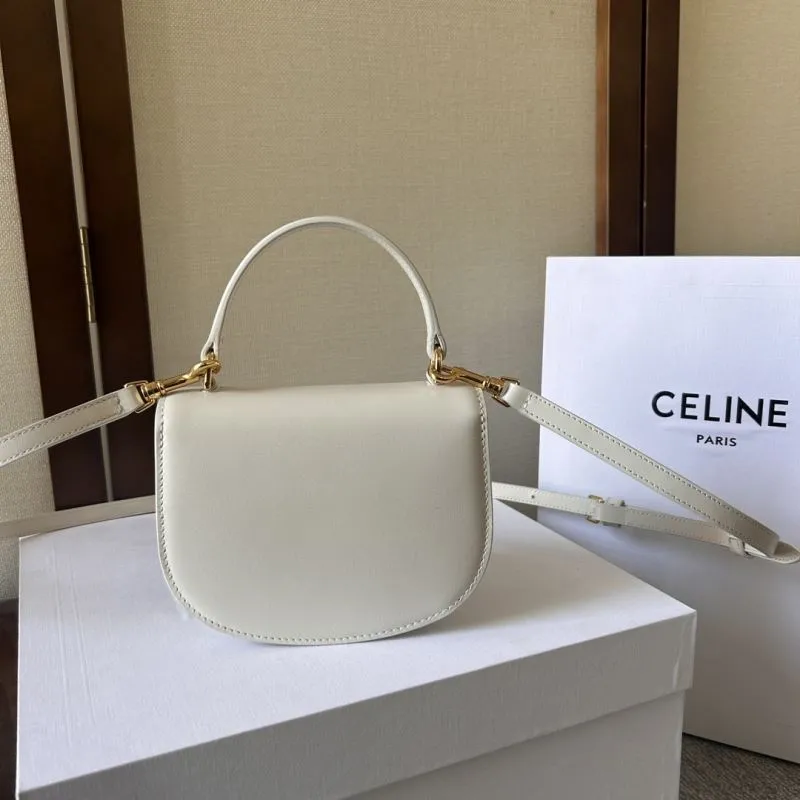 Celine White Leather Satchel Bag 514 - Image 3
