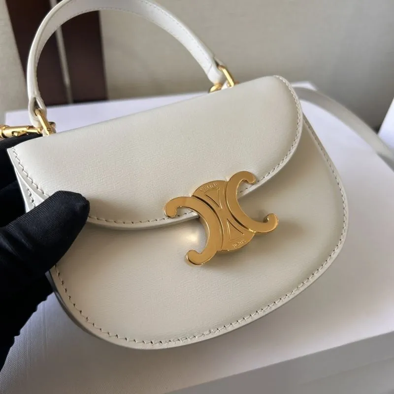 Celine White Leather Satchel Bag 514 - Image 5