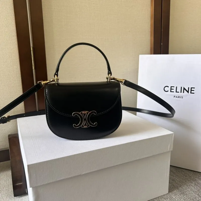 Celine Black Leather Satchel Bag 515