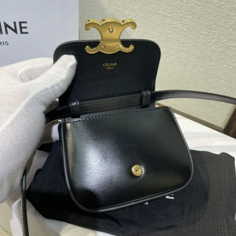 Celine Black Mini Leather Crossbody Bag - Image 5