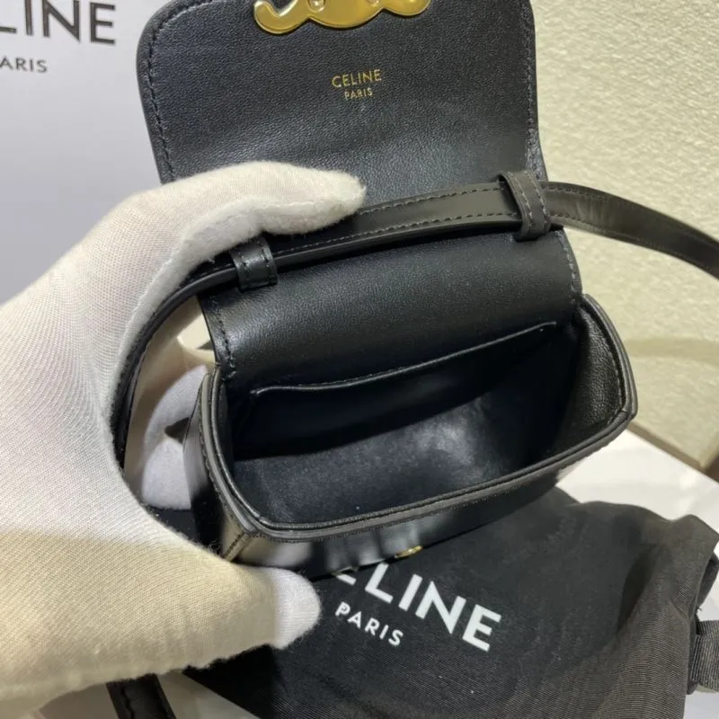 Celine Black Mini Leather Crossbody Bag - Image 8