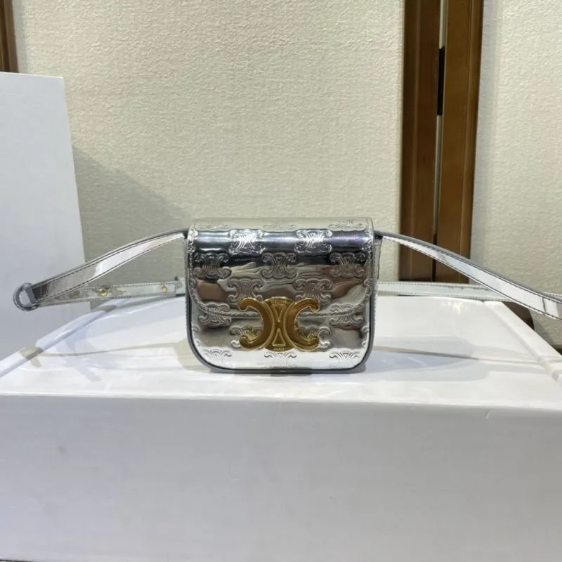 Alternative view of Celine Silver Metallic Satchel Crossbody Bag 526