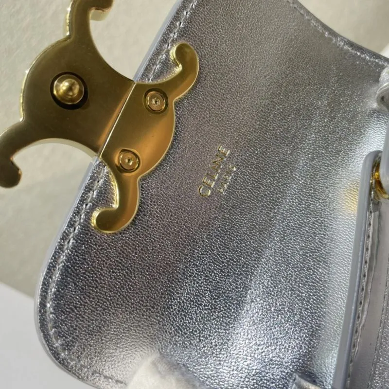 Celine Silver Metallic Satchel Crossbody Bag 526 - Image 7