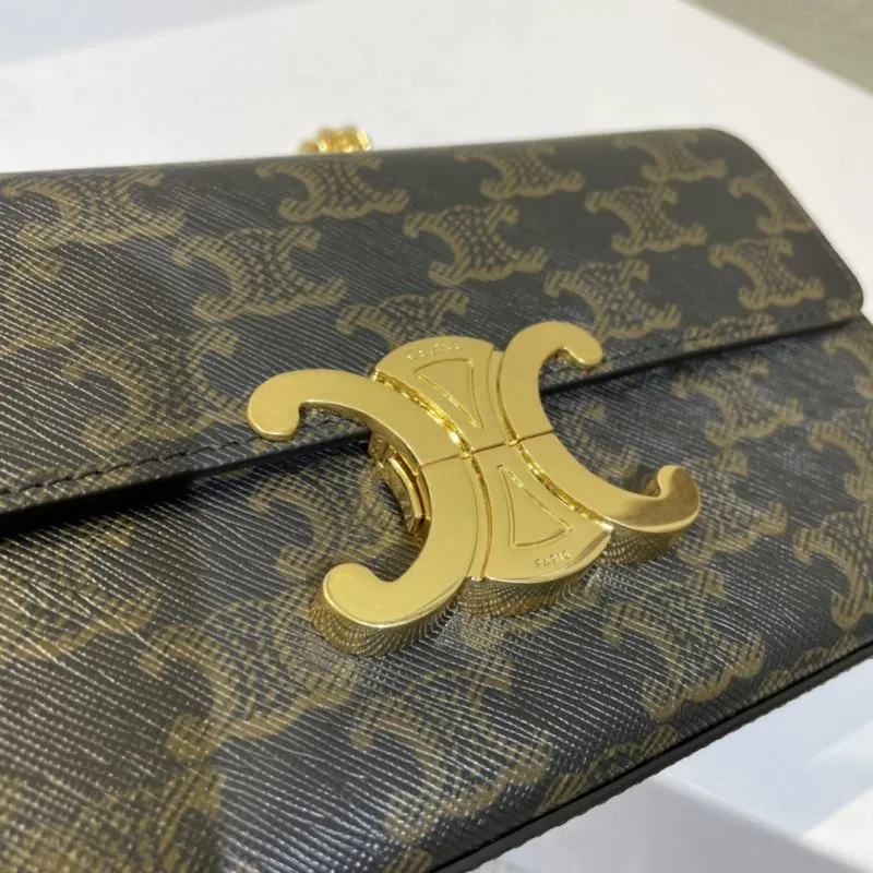Celine Dark Brown Monogram Chain Satchel Bag 530 - Image 6