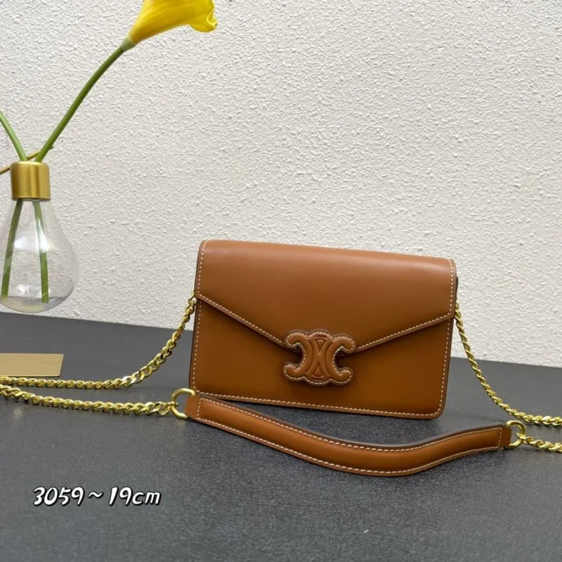 Celine Brown Crossbody Satchel Bag 3059 19cm