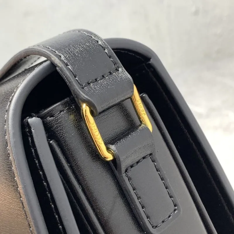 Celine Triomphe Black Leather Crossbody Satchel Bag 541 - Image 5