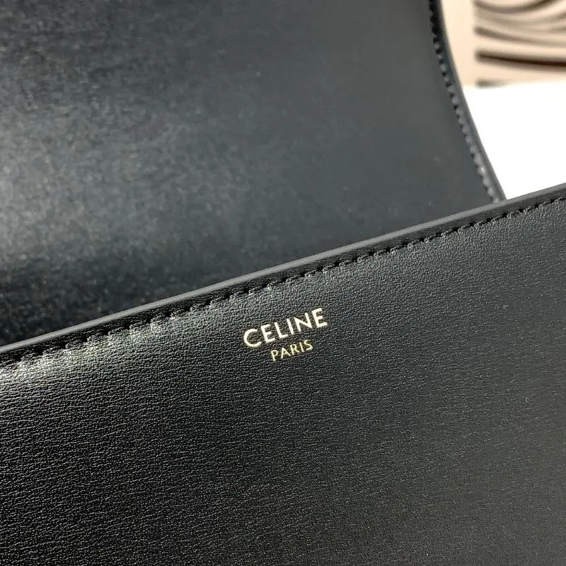 Celine Triomphe Black Leather Crossbody Satchel Bag 541 - Image 9