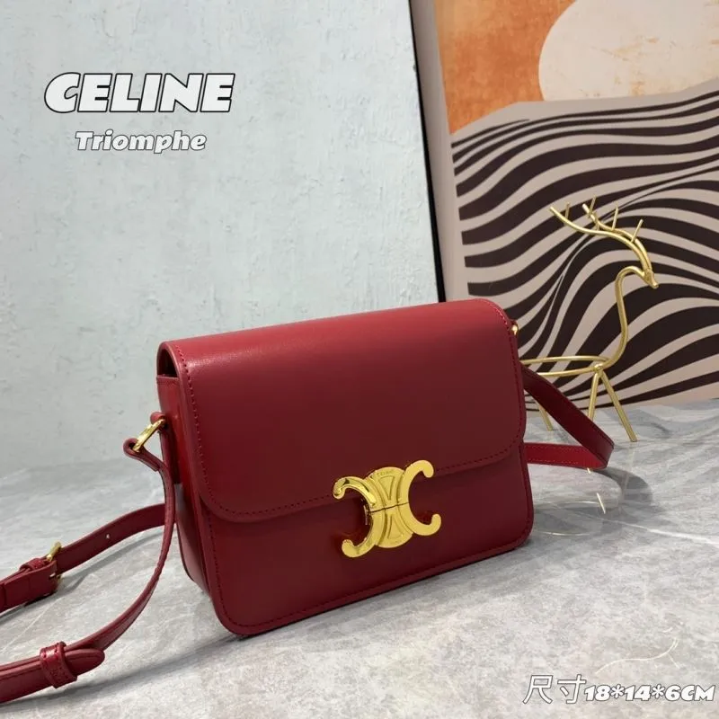 Alternative view of Celine Triomphe Red Leather Satchel Bag