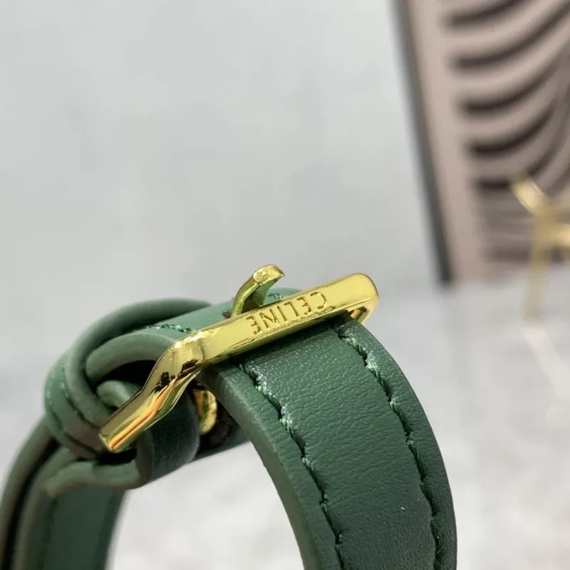 Celine Triomphe Green Leather Crossbody Satchel Bag - Image 5