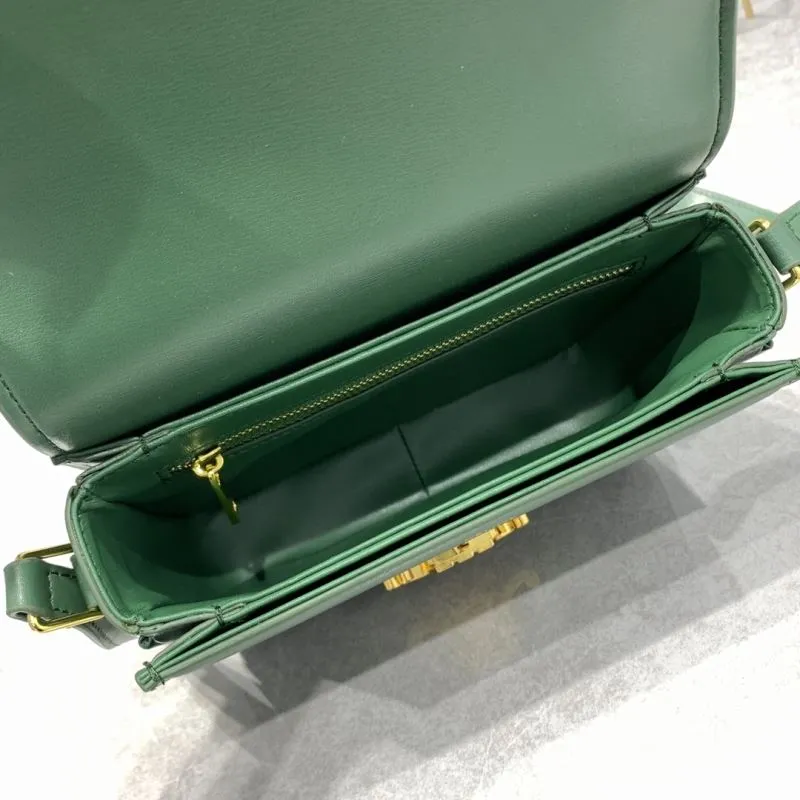 Celine Triomphe Green Leather Crossbody Satchel Bag - Image 7