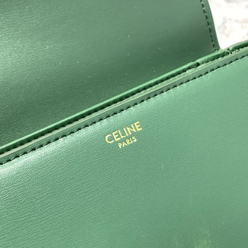 Celine Triomphe Green Leather Crossbody Satchel Bag - Image 8