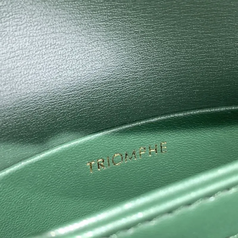 Celine Triomphe Green Leather Crossbody Satchel Bag - Image 9