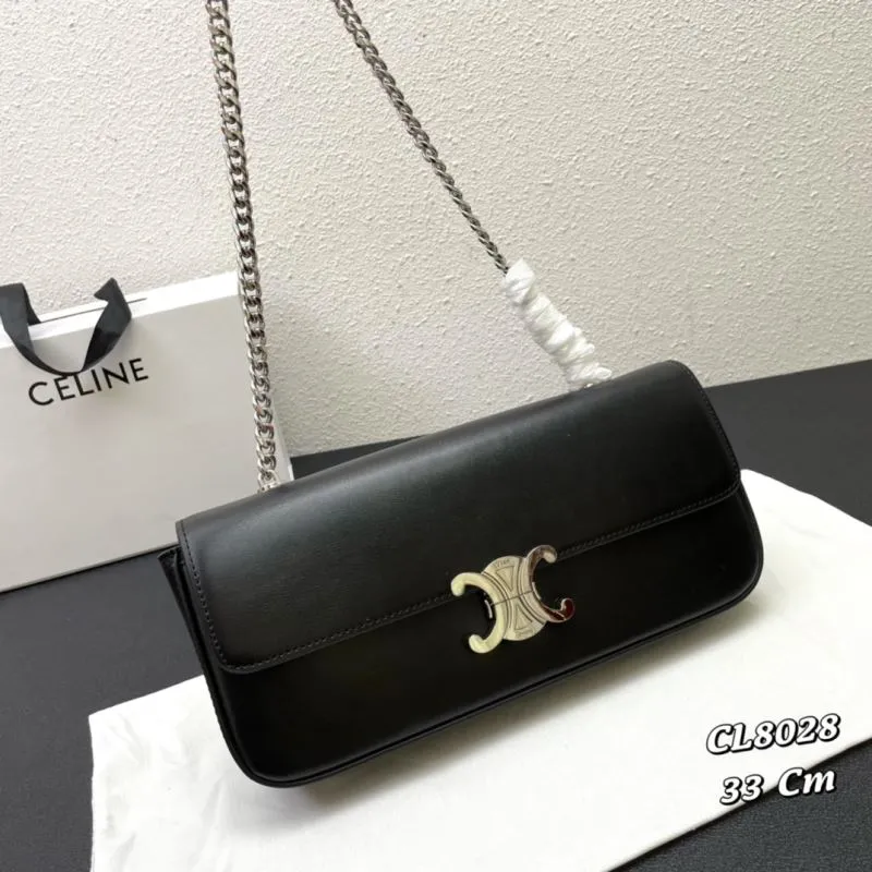Celine Black Leather Satchel Bag CL8028 33 Cm