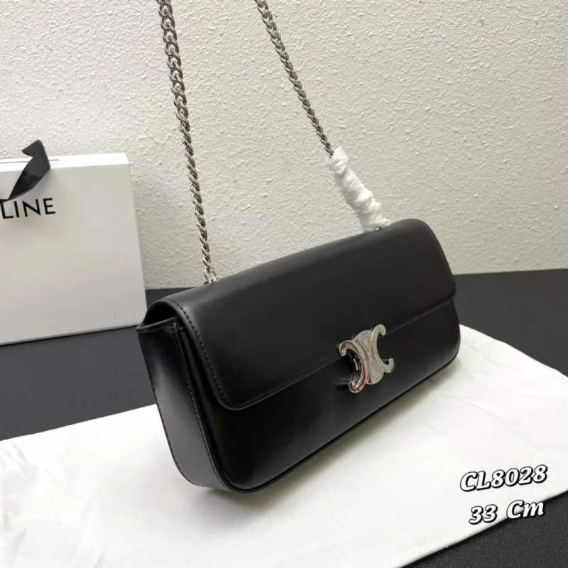 Celine Black Leather Satchel Bag CL8028 33 Cm - Image 3