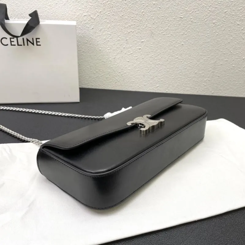 Celine Black Leather Satchel Bag CL8028 33 Cm - Image 4