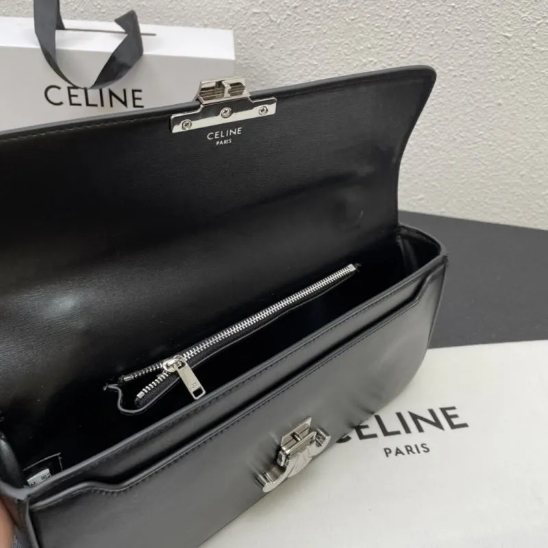 Celine Black Leather Satchel Bag CL8028 33 Cm - Image 7