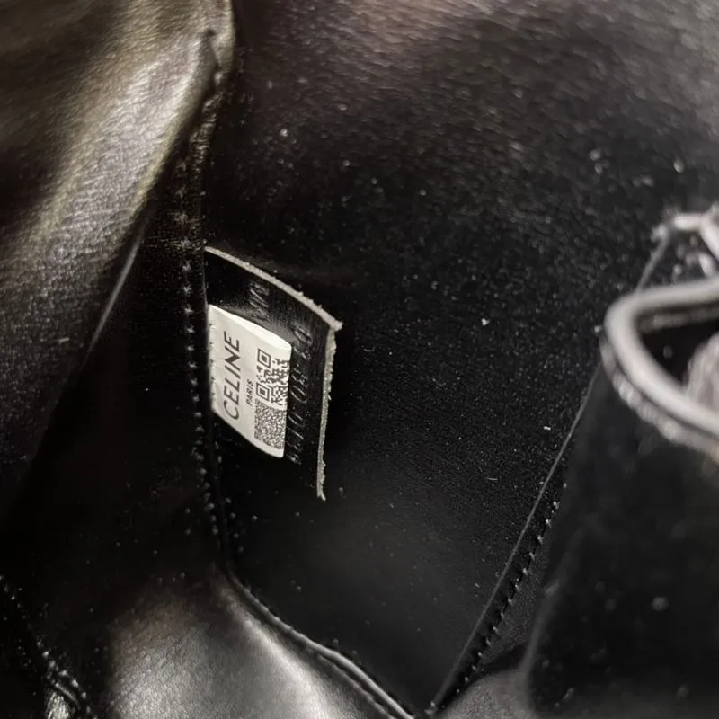 Celine Black Leather Satchel Bag CL8028 33 Cm - Image 9