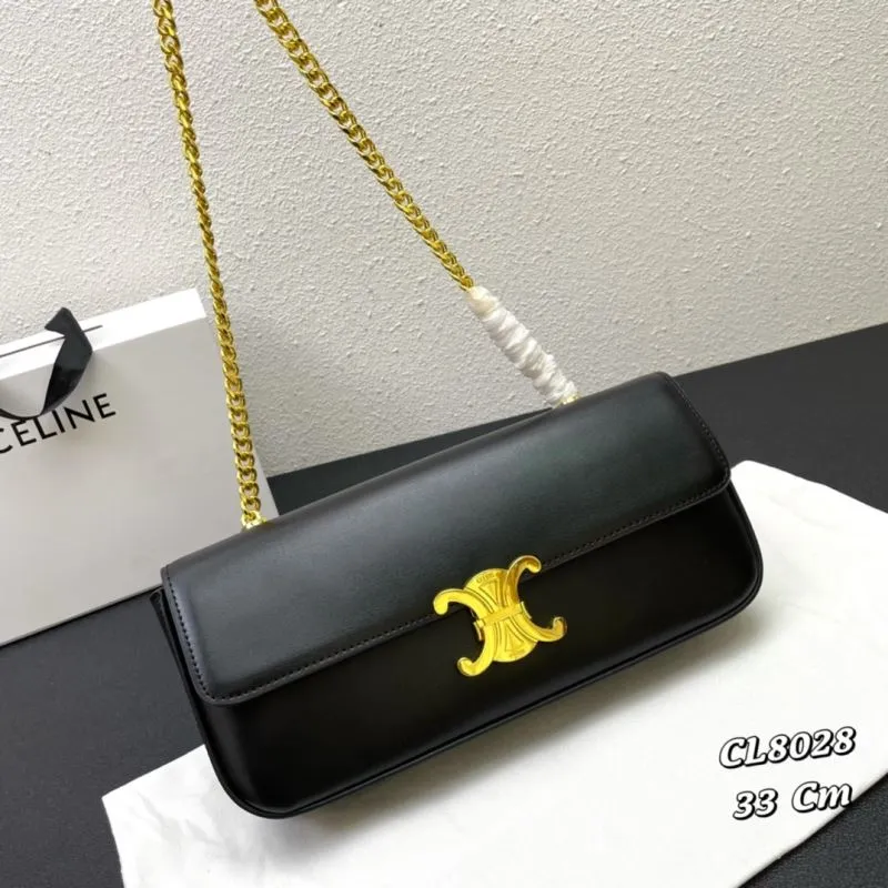 Celine Black Chain Shoulder Bag CL8028 33 Cm