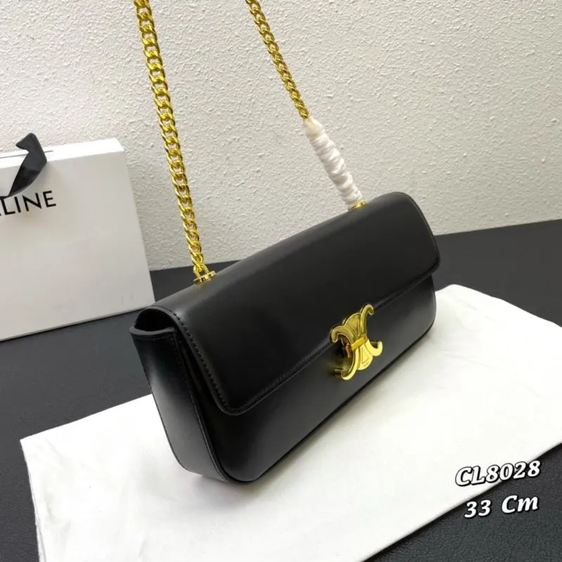 Celine Black Chain Shoulder Bag CL8028 33 Cm - Image 3
