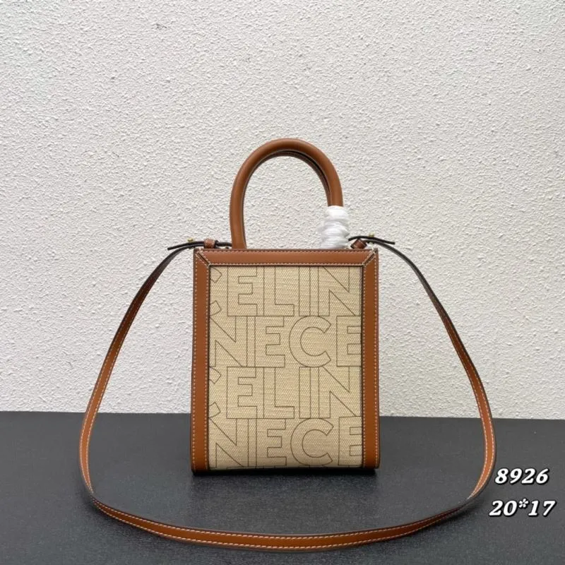 Celine 8926 Beige Brown Satchel Crossbody Bag