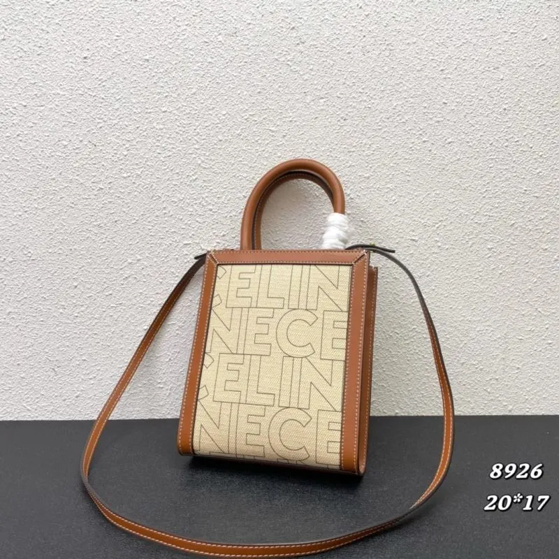 Celine 8926 Beige Brown Satchel Crossbody Bag - Image 3