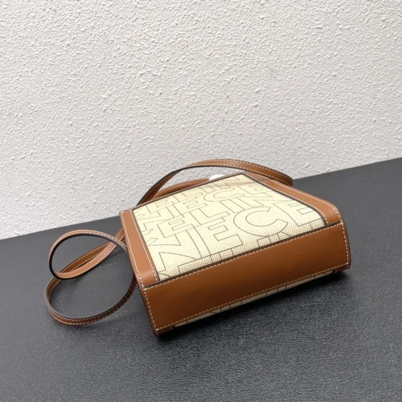 Celine 8926 Beige Brown Satchel Crossbody Bag - Image 4